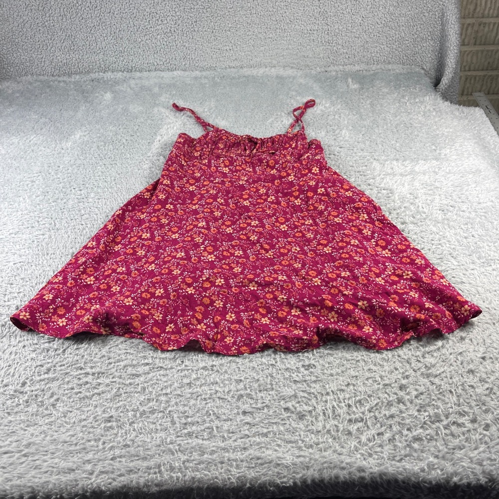 Selfie Leslie Magenta Floral Ruched Smocked Mini Dress Pink Orange Womens Medium - Picture 1 of 8